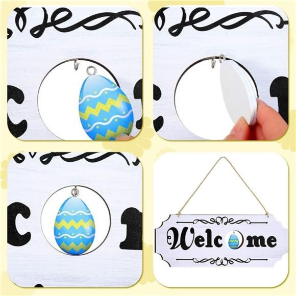 Welcome Sign Interchangeable Welcome Sign with Seasonal Holiday Pieces (White) - Picture 3 of 7